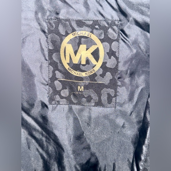 MICHAEL Michael Kors Black Patterned Puffer Coat with Fur Hood Med - Picture 5 of 8